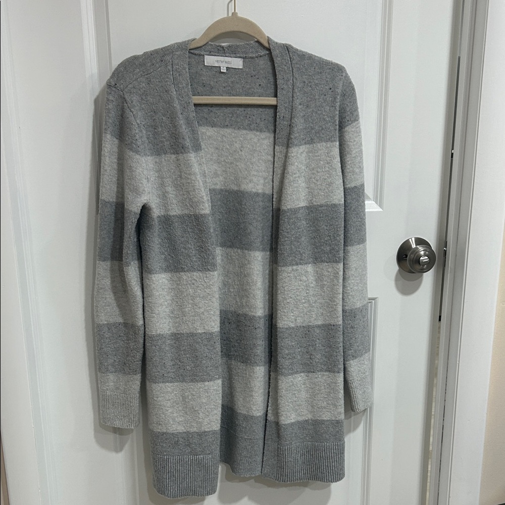 Verve Ami Gray and White Striped Cardigan